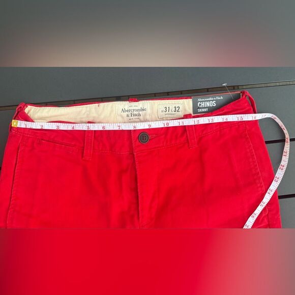 Y2K Abercrombie & Fitch Red Skinny Chinos Button Fly Mens size 31x32 NWT - Picture 11 of 11